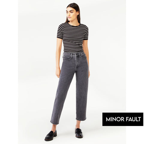 (Minor Fault) Cropped Wide High Rise Straight Jeans | Montivo Pakistan