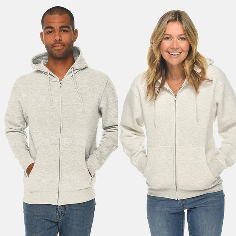 Unisex White Melange Zip Up hoodie | Montivo Pakistan