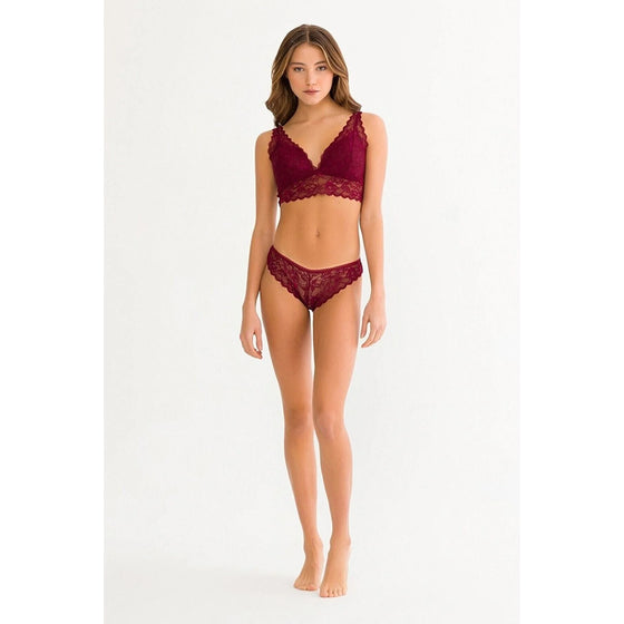 Deep Red Bralet Lingerie Set | Montivo Pakistan