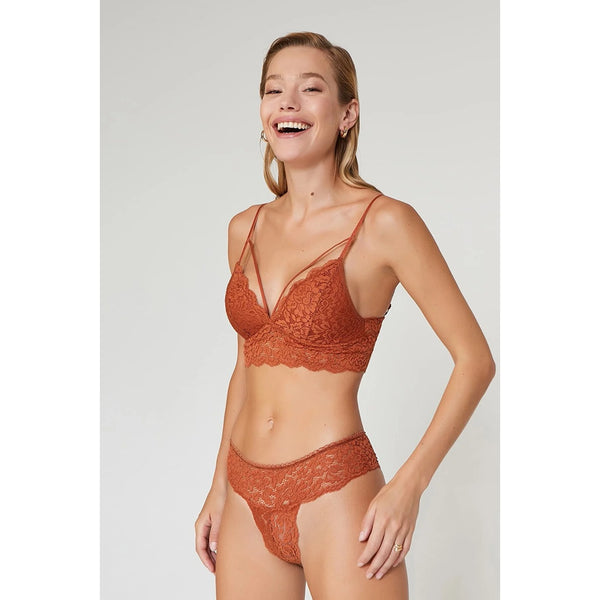 Rust Lace Lingerie Set | Montivo Pakistan
