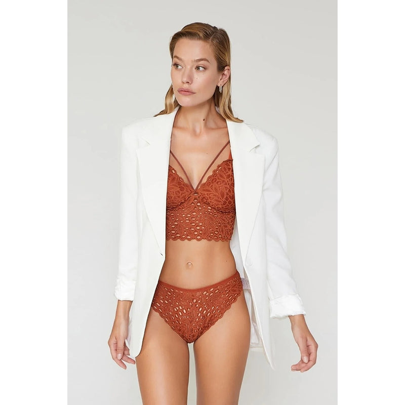 Lacy Rust Bralette Lingerie Set | Montivo Pakistan