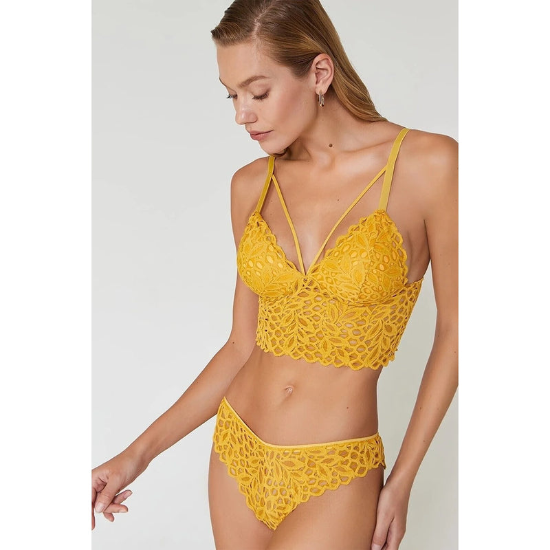 Lacy Yellow Bralette Lingerie Set | Montivo Pakistan