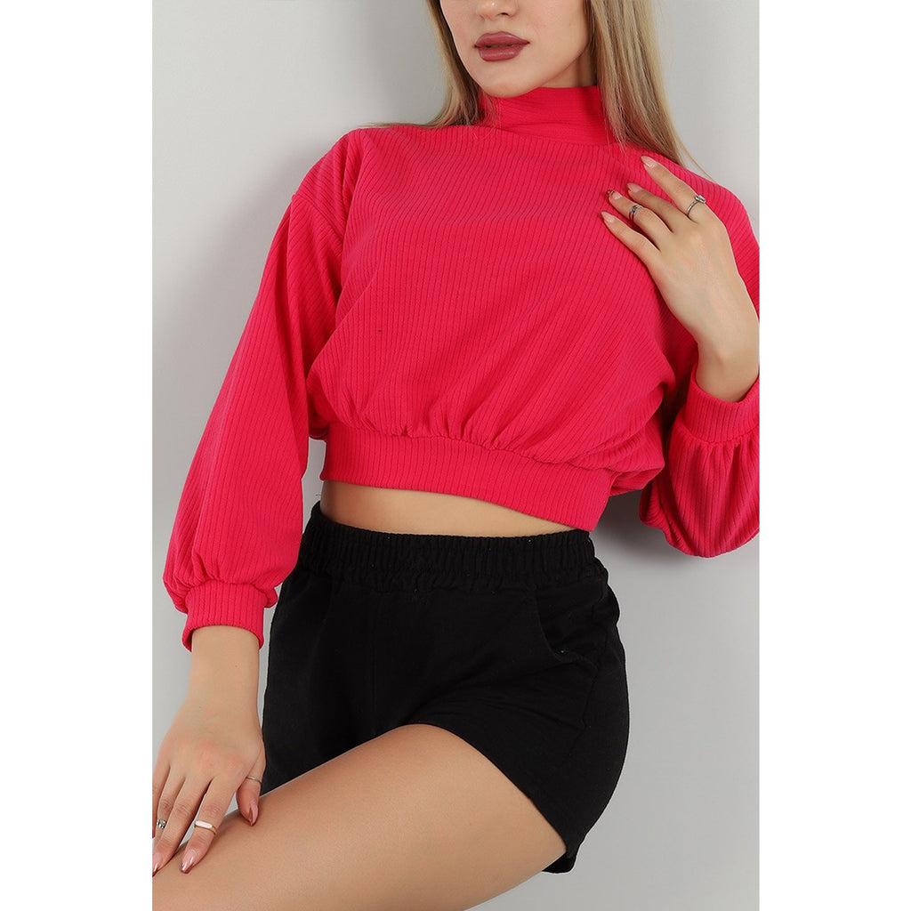 Pink Ribbed Mock Neck Top | Montivo Pakistan