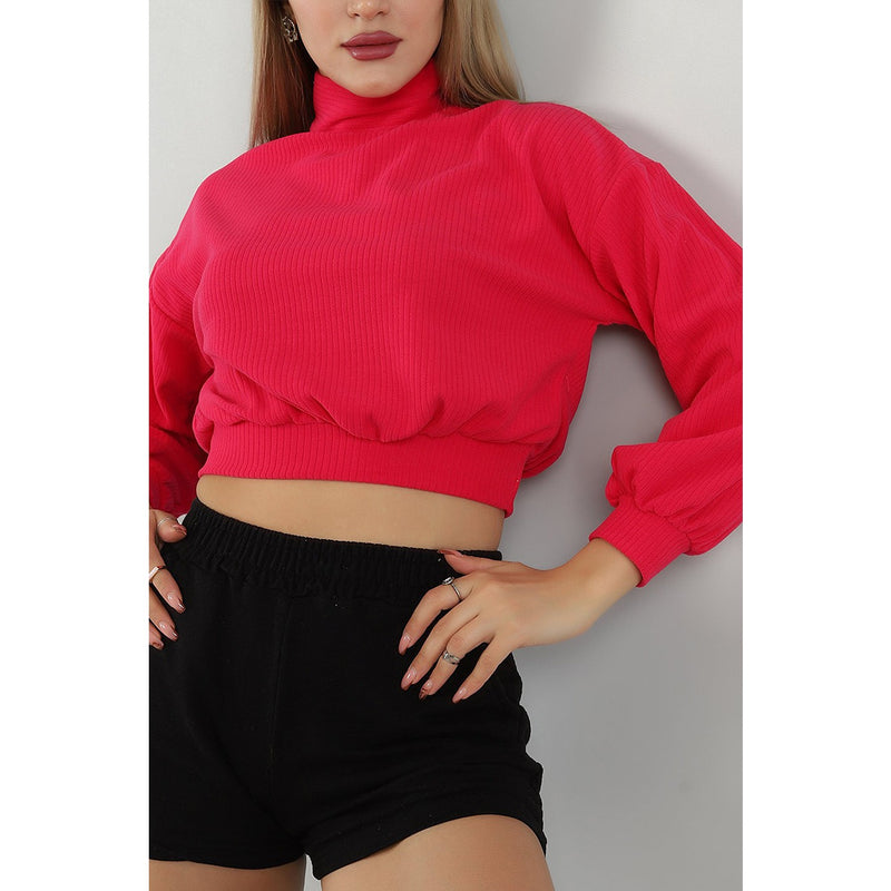 Pink Ribbed Mock Neck Top | Montivo Pakistan