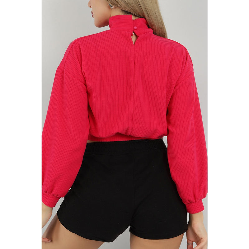 Pink Ribbed Mock Neck Top | Montivo Pakistan