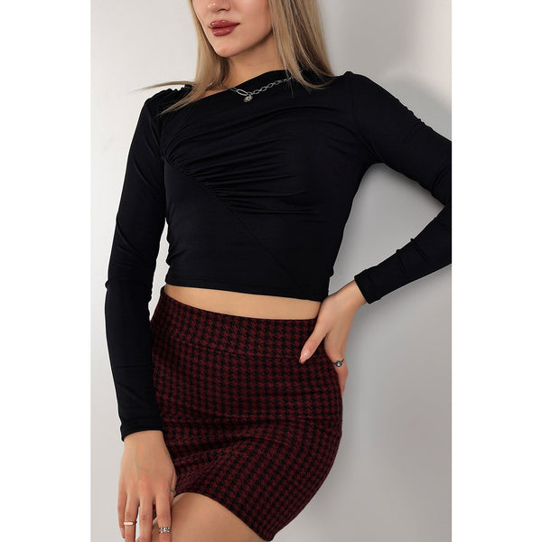 Black Glazed Full Sleeves Top | Montivo Pakistan