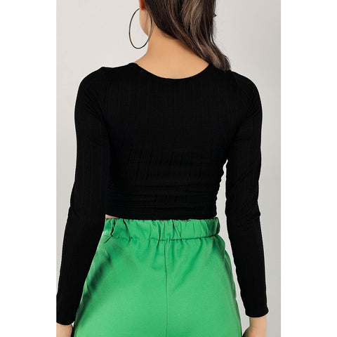 Black Shirred Design Top | Montivo Pakistan