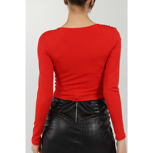 Red Glazed Full Sleeves Top | Montivo Pakistan