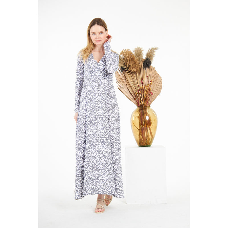 Animal Printed Double Breasted Long Dress | Montivo Pakistan