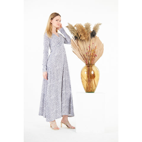 Animal Printed Double Breasted Long Dress | Montivo Pakistan