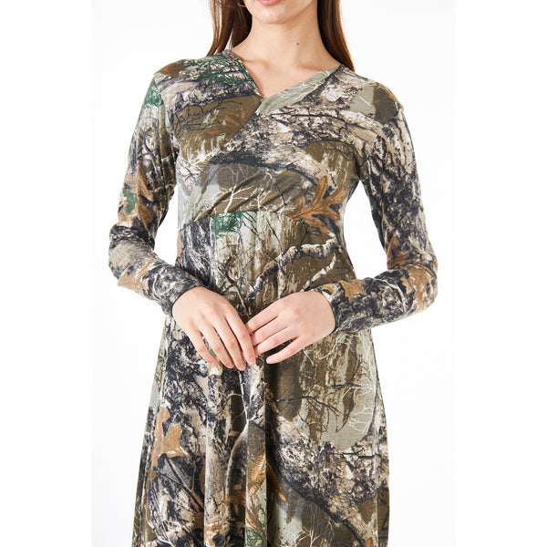 Jungle Double Breasted Printed Long Dress | Montivo Pakistan