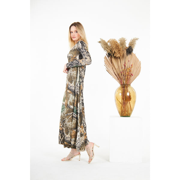 Jungle Double Breasted Printed Long Dress | Montivo Pakistan