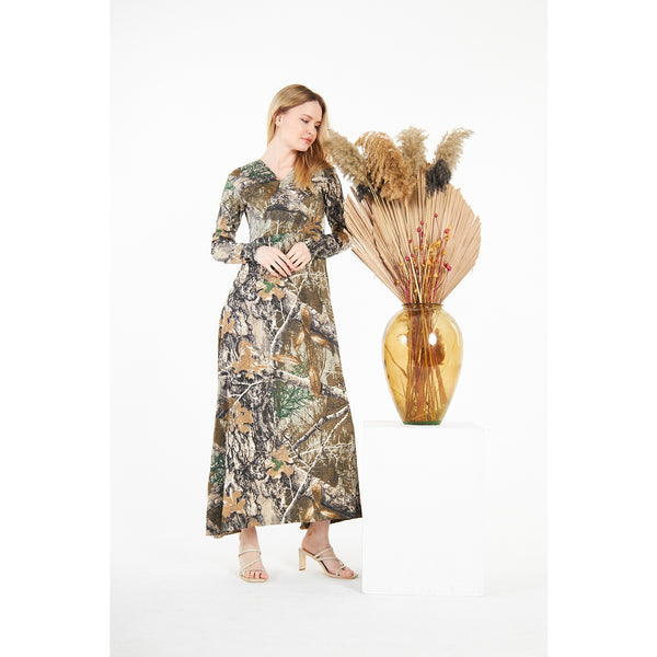 Jungle Double Breasted Printed Long Dress | Montivo Pakistan