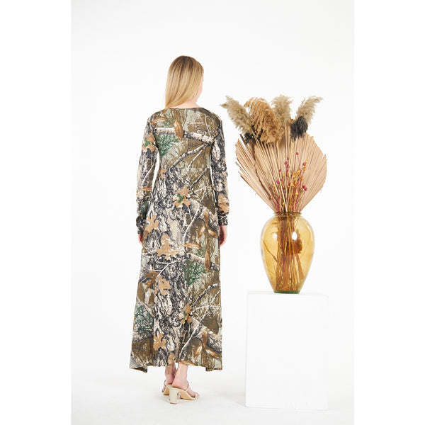 Jungle Double Breasted Printed Long Dress | Montivo Pakistan