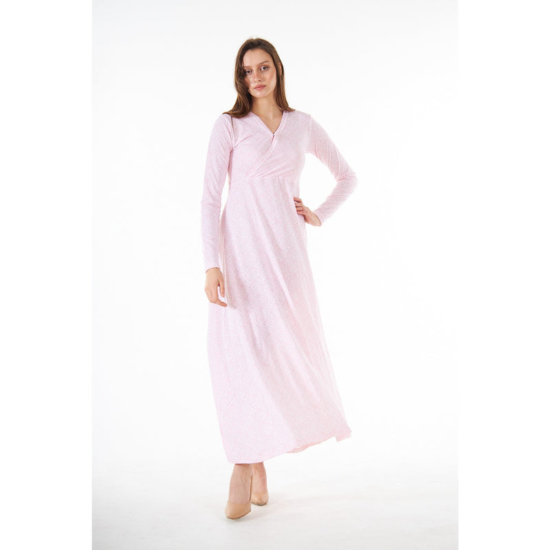 Pink Printed Double Breasted Long Dress | Montivo Pakistan