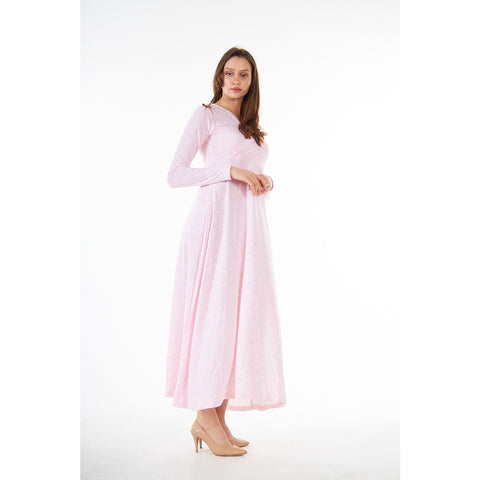 Pink Printed Double Breasted Long Dress | Montivo Pakistan