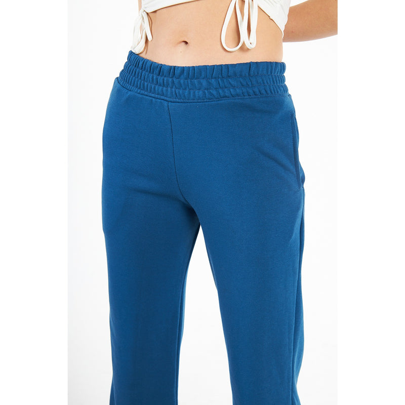 Teal Blue Wide Leg High Trousers | Montivo Pakistan