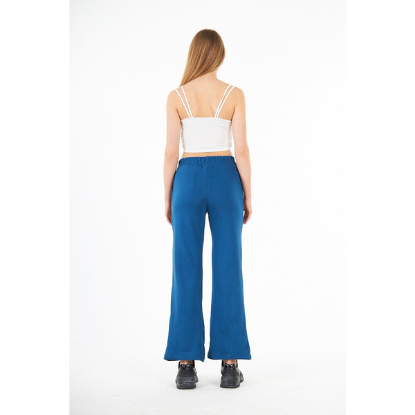 Teal Blue Wide Leg High Trousers | Montivo Pakistan