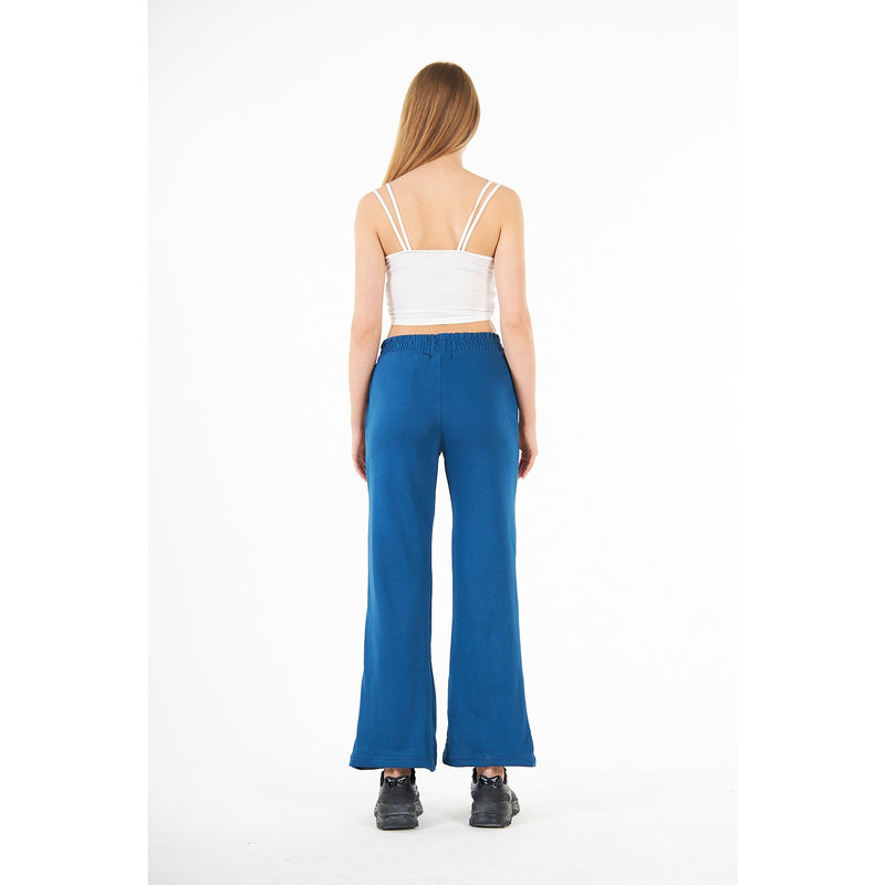 Teal Blue Wide Leg High Trousers | Montivo Pakistan