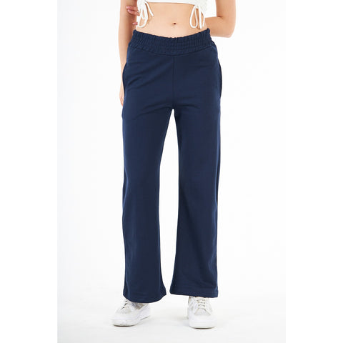 Navy Wide Leg High Trousers | Montivo Pakistan