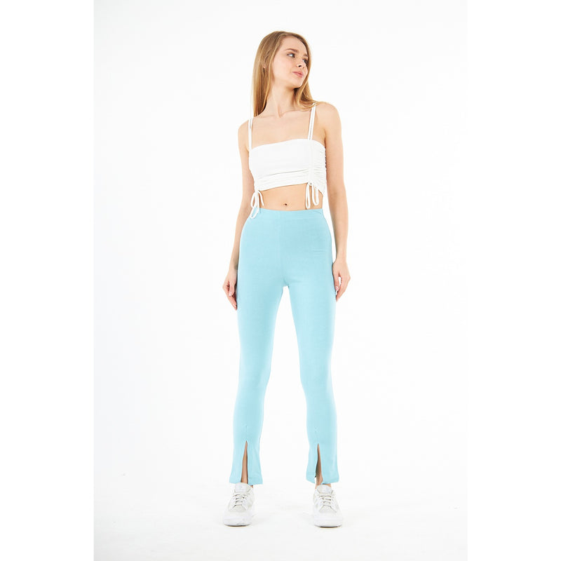 Light Blue Split Hem Leggings | Montivo Pakistan