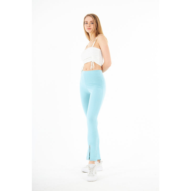 Light Blue Split Hem Leggings | Montivo Pakistan