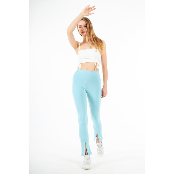 Light Blue Split Hem Leggings | Montivo Pakistan
