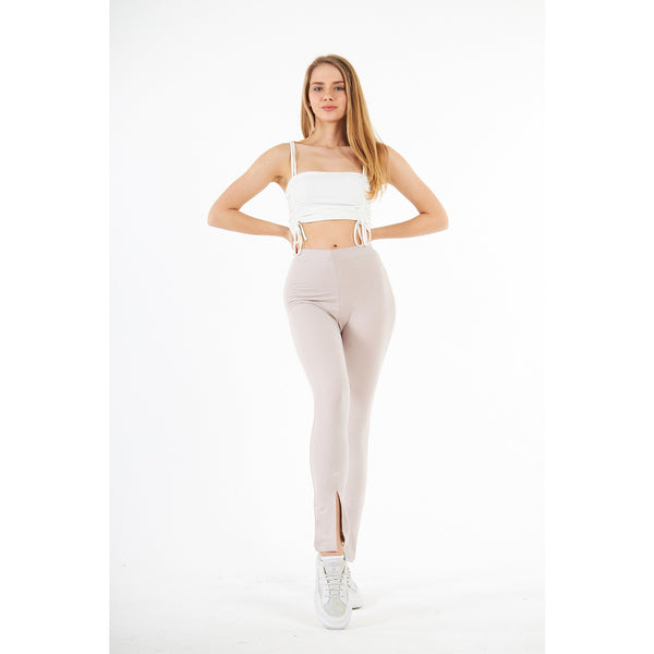 Nude Split Hem Leggings | Montivo Pakistan