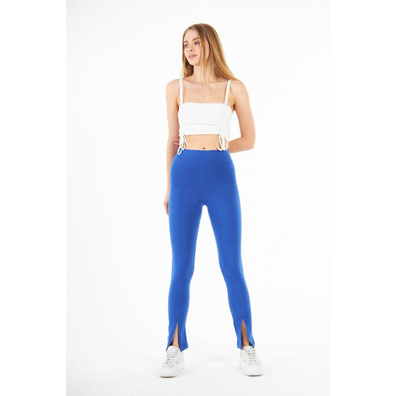 Royal Blue Split Hem Leggings | Montivo Pakistan