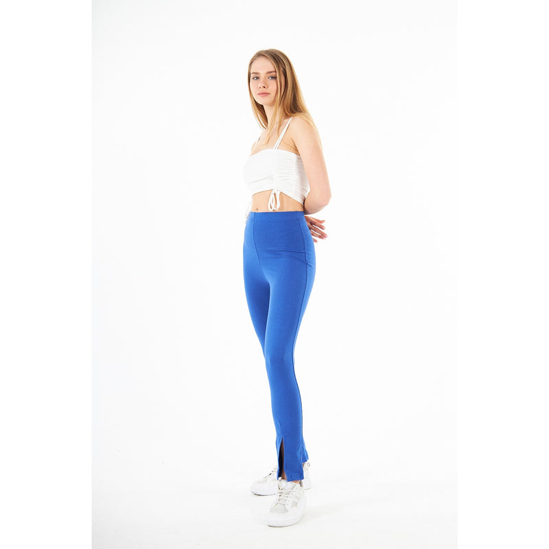 Royal Blue Split Hem Leggings | Montivo Pakistan