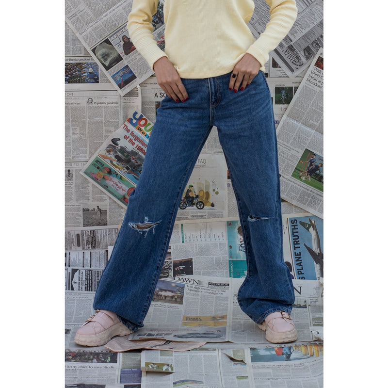 Wide Leg Ripped Jeans | Montivo Pakistan