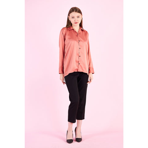 Pink Cuban Collar Satin Shirt | Montivo Pakistan