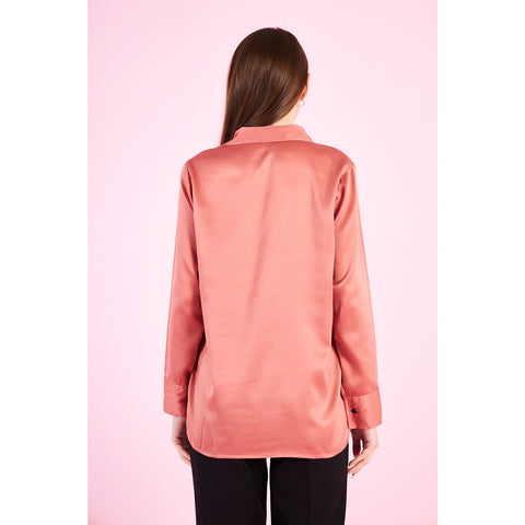 Pink Cuban Collar Satin Shirt | Montivo Pakistan