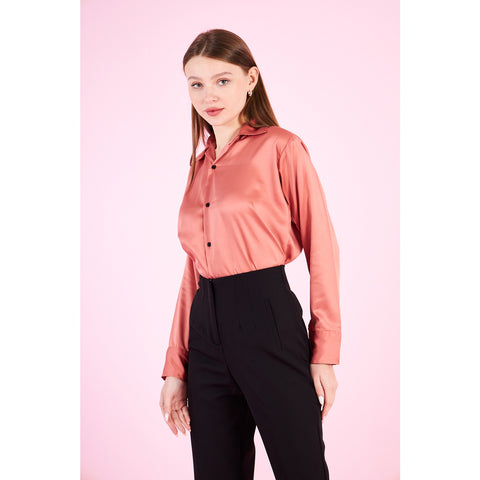 Pink Cuban Collar Satin Shirt | Montivo Pakistan