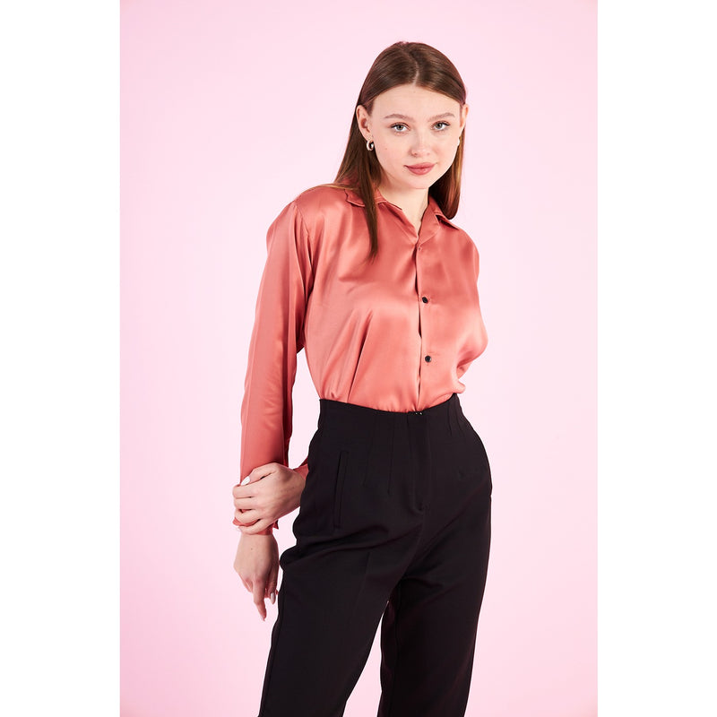 Pink Cuban Collar Satin Shirt | Montivo Pakistan