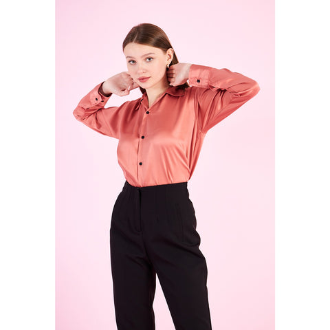 Pink Cuban Collar Satin Shirt | Montivo Pakistan
