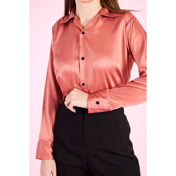 Pink Cuban Collar Satin Shirt | Montivo Pakistan