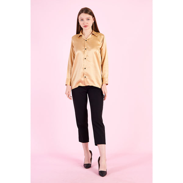 Gold Cuban Collar Satin Shirt | Montivo Pakistan