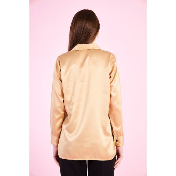 Gold Cuban Collar Satin Shirt | Montivo Pakistan