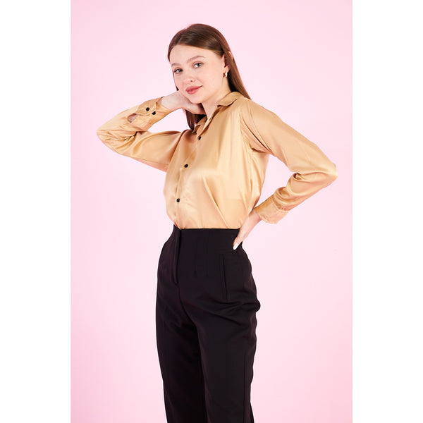 Gold Cuban Collar Satin Shirt | Montivo Pakistan