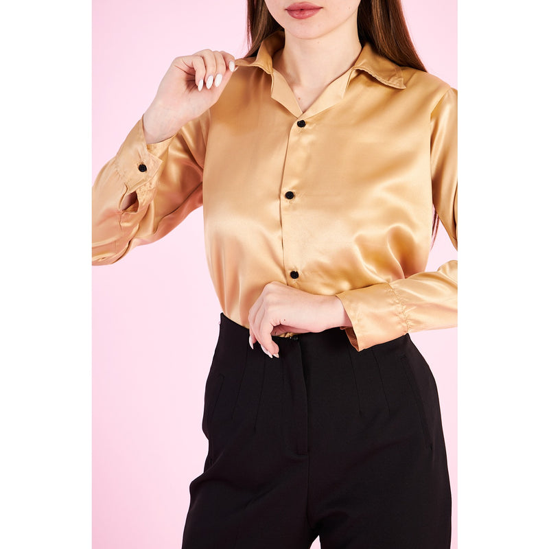 Gold Cuban Collar Satin Shirt | Montivo Pakistan