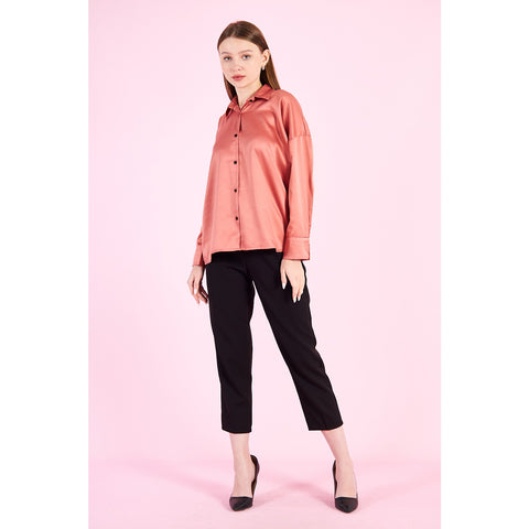 Pink Button Down Satin Shirt | Montivo Pakistan