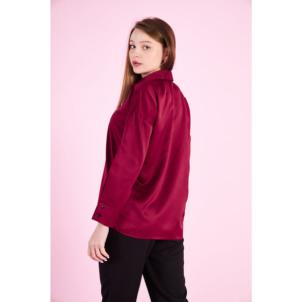 Burgundy Button Down Satin Shirt | Montivo Pakistan