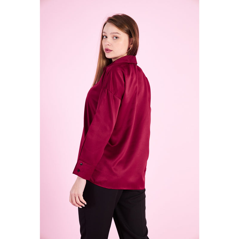 Burgundy Button Down Satin Shirt | Montivo Pakistan