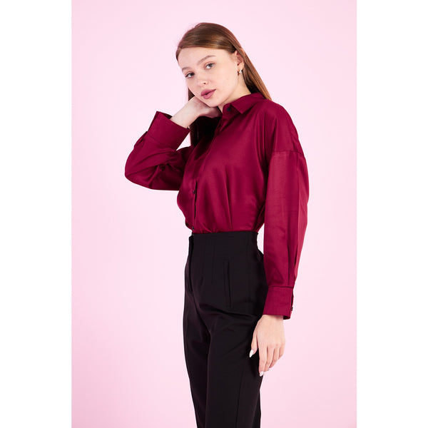 Burgundy Button Down Satin Shirt | Montivo Pakistan
