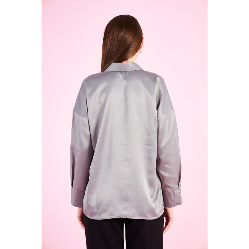Grey Button Down Satin Shirt | Montivo Pakistan