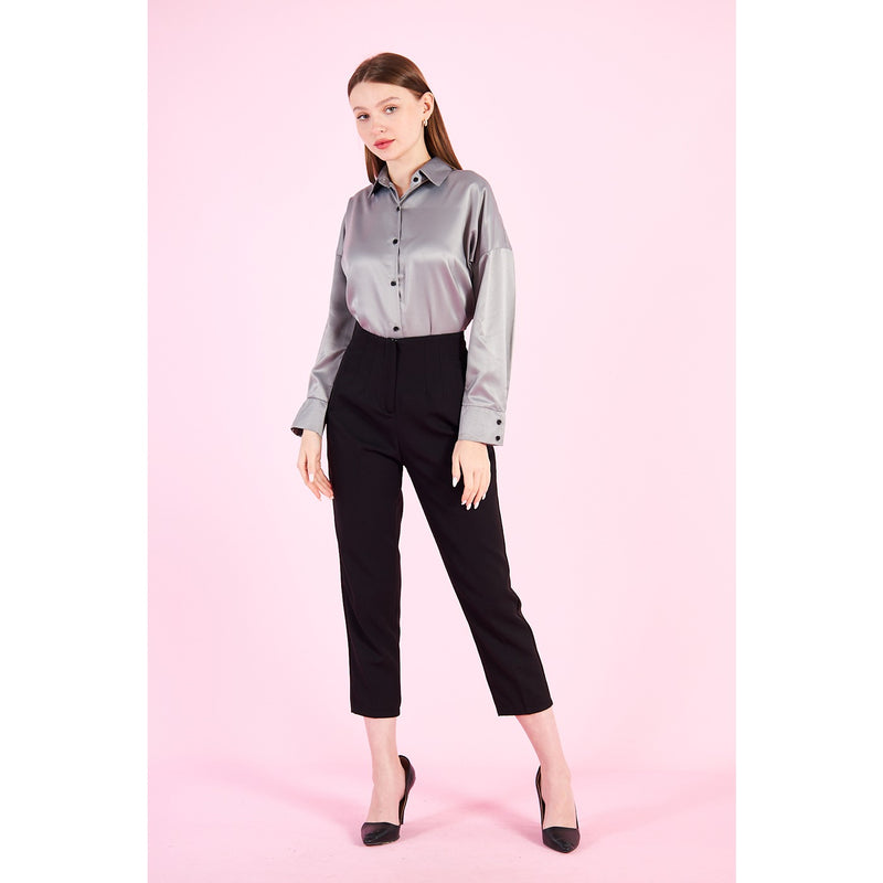 Grey Button Down Satin Shirt | Montivo Pakistan