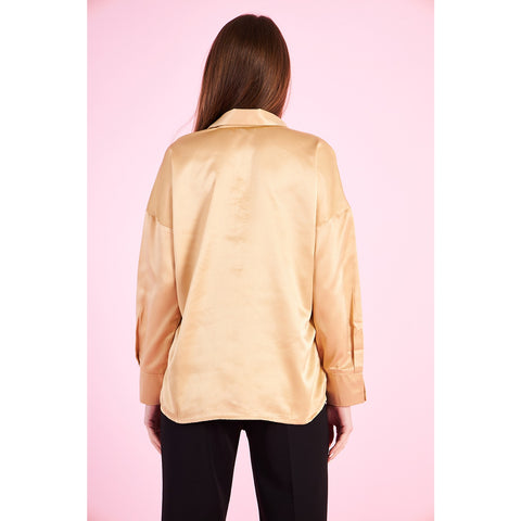 Gold Button Down Satin Shirt | Montivo Pakistan