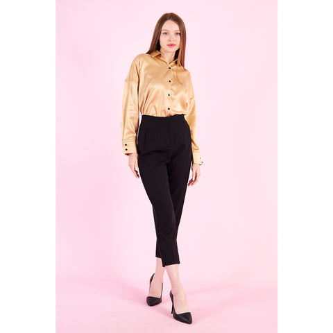 Gold Button Down Satin Shirt | Montivo Pakistan