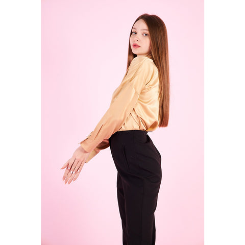 Gold Button Down Satin Shirt | Montivo Pakistan